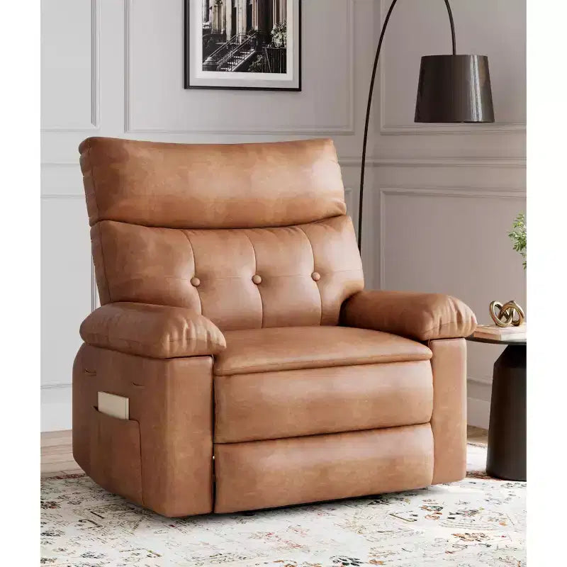 27" Oversized Recliner Chair, PU Leather Manual Recliner with 1.5X Sponge Padding for Adults, Living Room/Bedroom