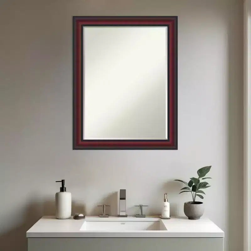 Half-Inch-Bevel Framed Bathroom Vanity Wall Mirror