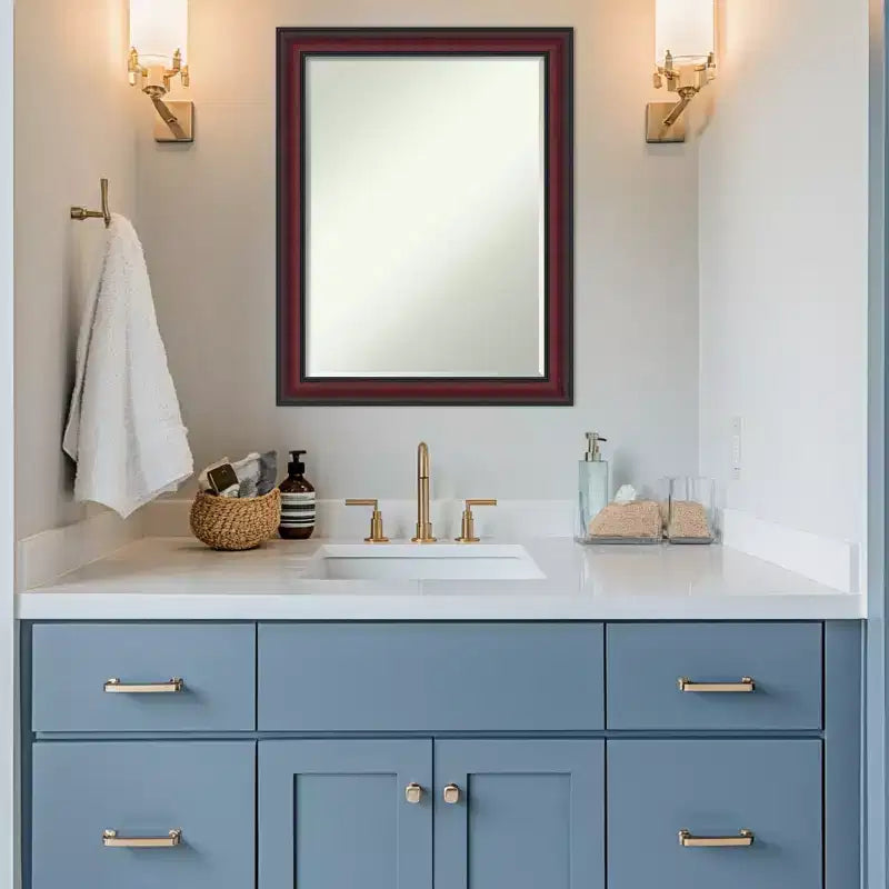 Half-Inch-Bevel Framed Bathroom Vanity Wall Mirror