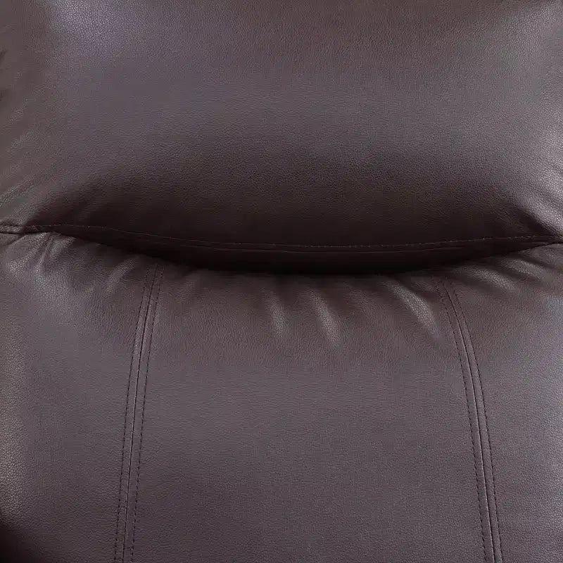 3-Seat Breathable Semi-PU Leather Reclining Sofa with Adjustable Backrests for Living Room, Brown