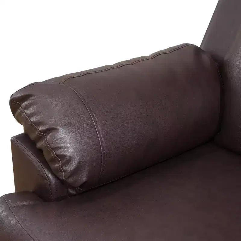 3-Seat Breathable Semi-PU Leather Reclining Sofa with Adjustable Backrests for Living Room, Brown