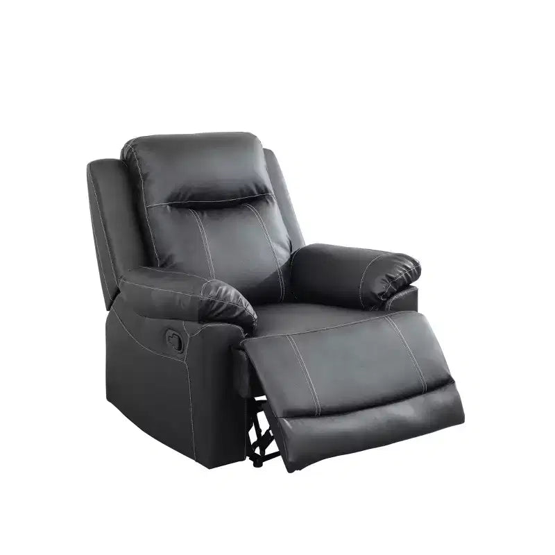 Recliner Chair, Breathable Semi-PU Leather with Adjustable Backrest for Living Room, Black