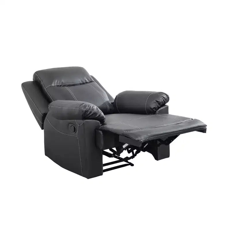 Recliner Chair, Breathable Semi-PU Leather with Adjustable Backrest for Living Room, Black
