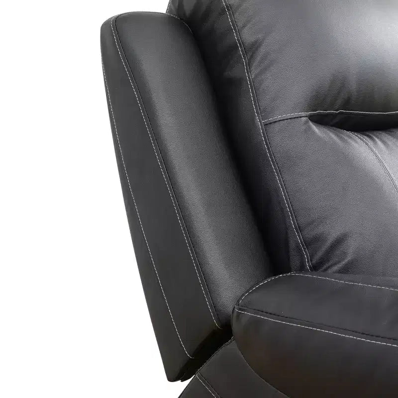 Recliner Chair, Breathable Semi-PU Leather with Adjustable Backrest for Living Room, Black