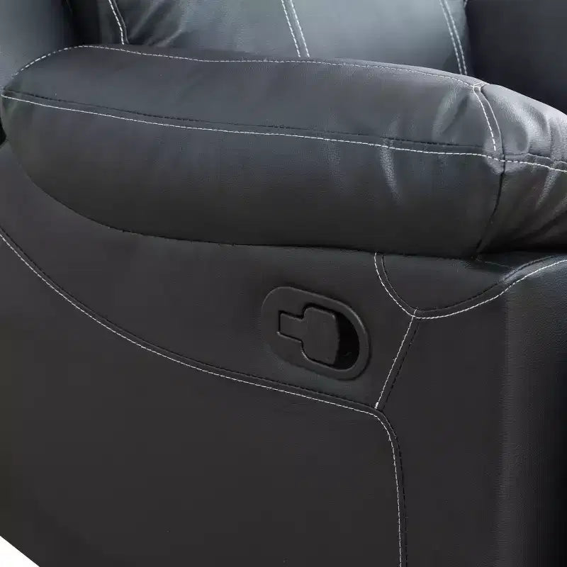 Recliner Chair, Breathable Semi-PU Leather with Adjustable Backrest for Living Room, Black