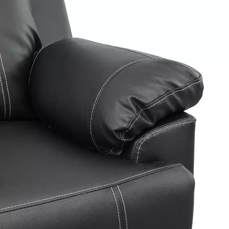 Recliner Chair, Breathable Semi-PU Leather with Adjustable Backrest for Living Room, Black