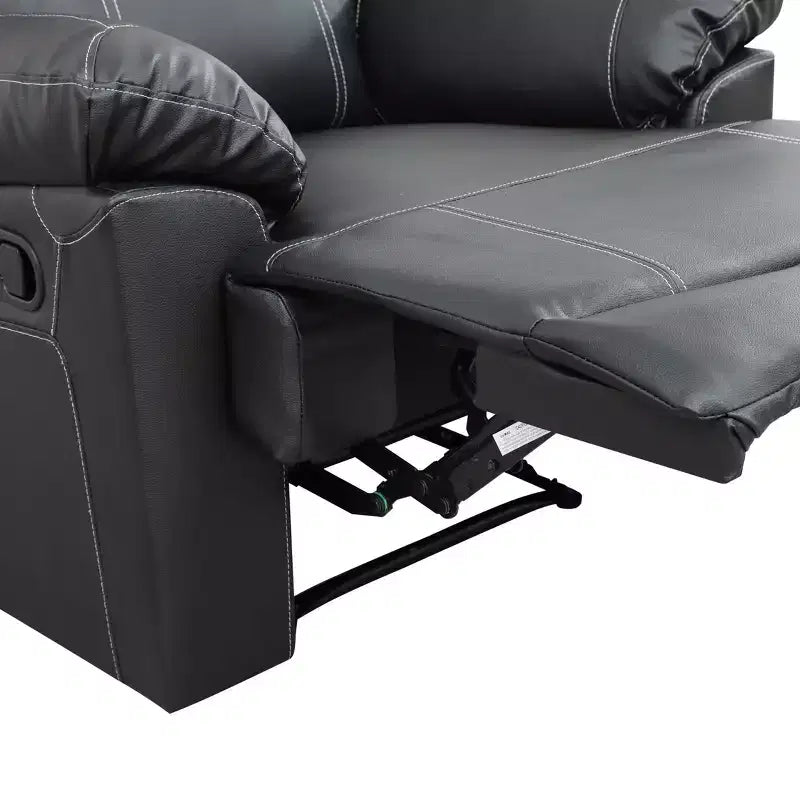 Recliner Chair, Breathable Semi-PU Leather with Adjustable Backrest for Living Room, Black