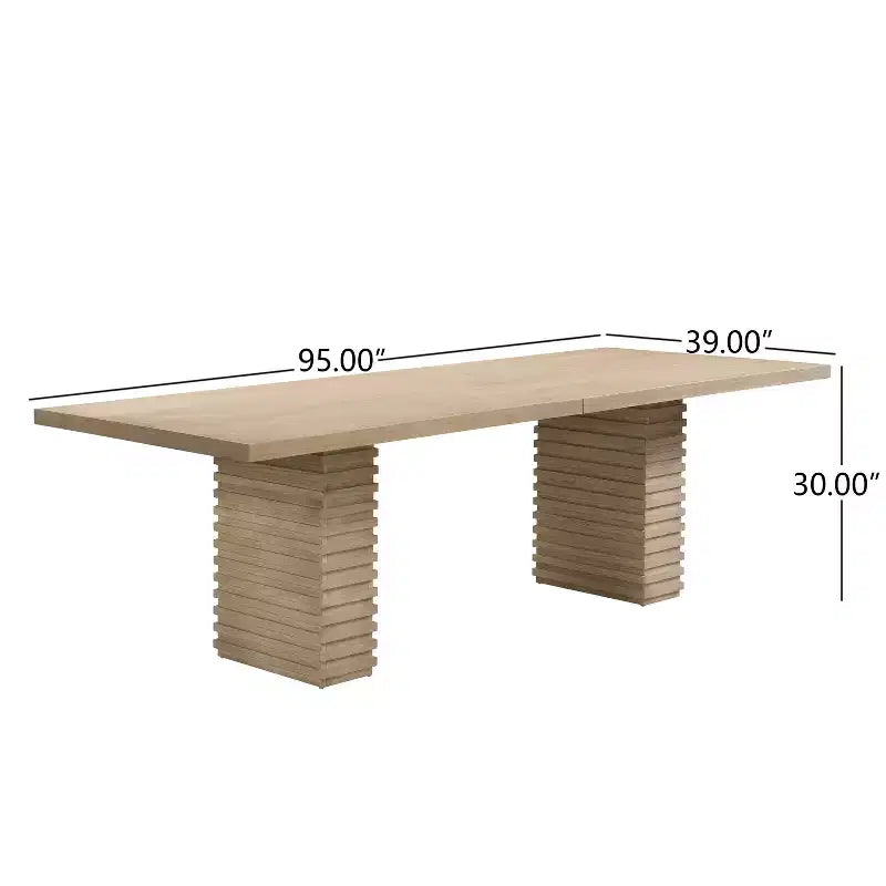 95" Solid Wood Dining Table, Contemporary Industrial Style, Seats 8