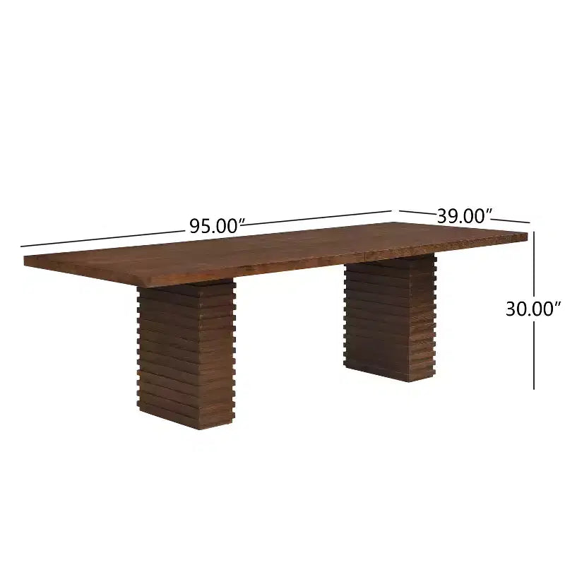 95" Solid Wood Dining Table, Contemporary Industrial Style, Seats 8