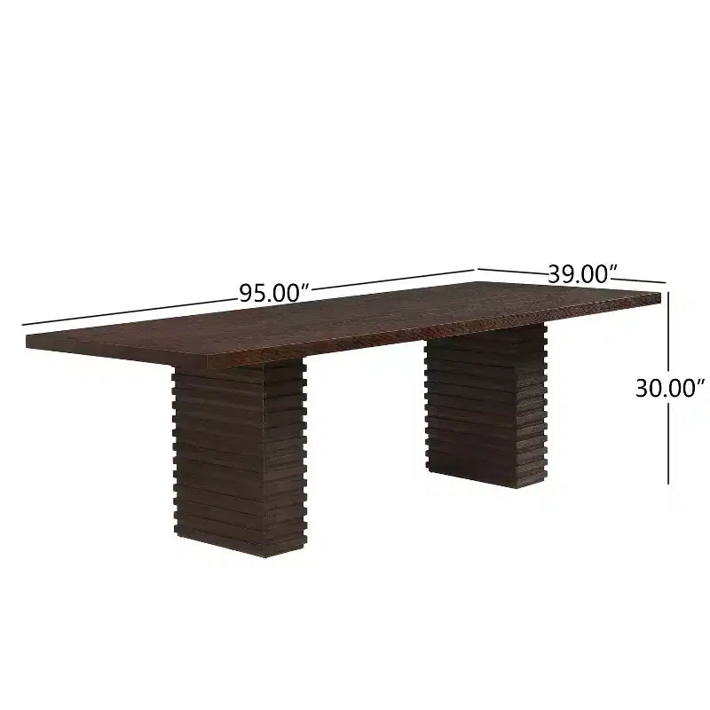 95" Solid Wood Dining Table, Contemporary Industrial Style, Seats 8