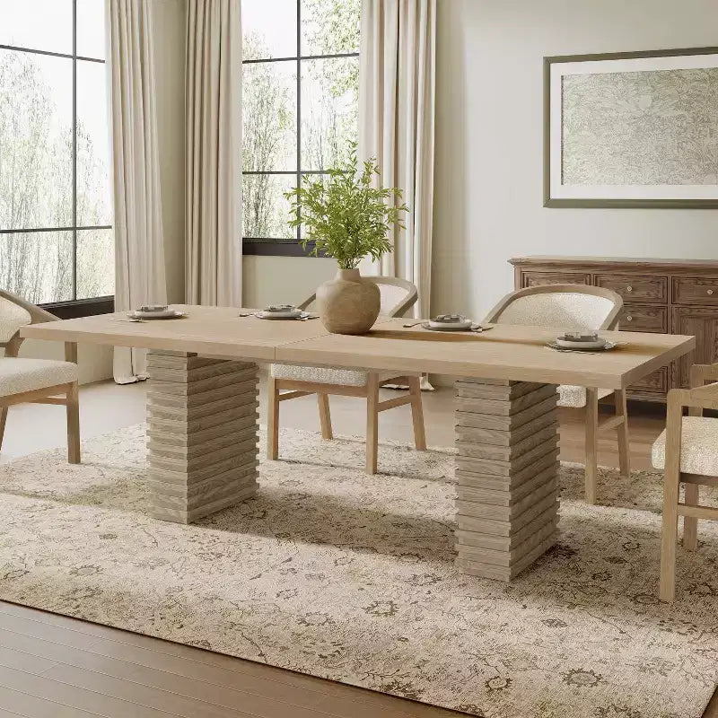 95" Solid Wood Dining Table, Contemporary Industrial Style, Seats 8