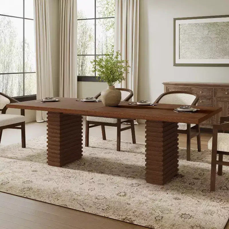 95" Solid Wood Dining Table, Contemporary Industrial Style, Seats 8