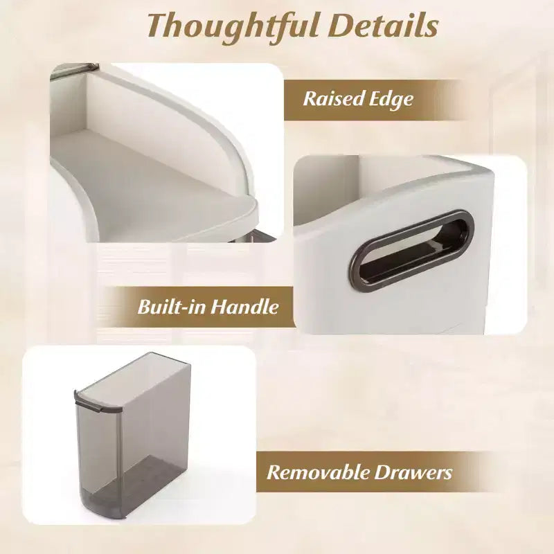 6-Tier Narrow Bathroom Storage Cabinet with Drawers, Tissue Box, and Wheels for Kitchen