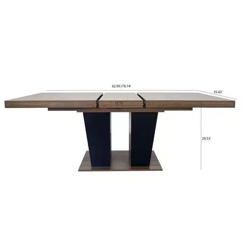 78.7" Extendable Dining Table with Heavy Pedestal, Seats up to 10, for Kitchen or Living Room