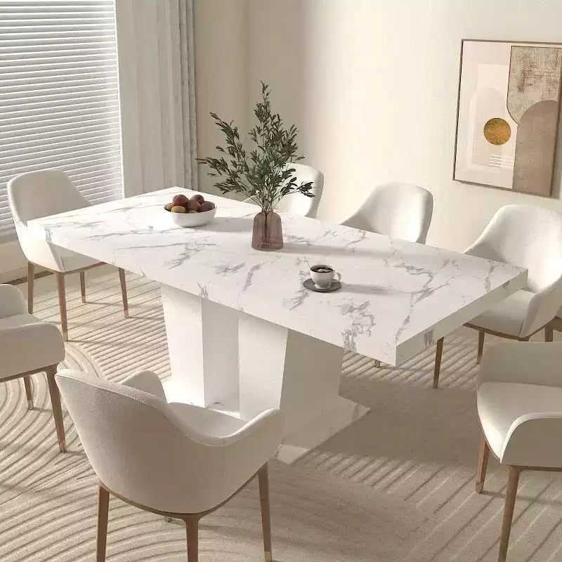 78.7" Extendable Dining Table with Heavy Pedestal, Seats up to 10, for Kitchen or Living Room