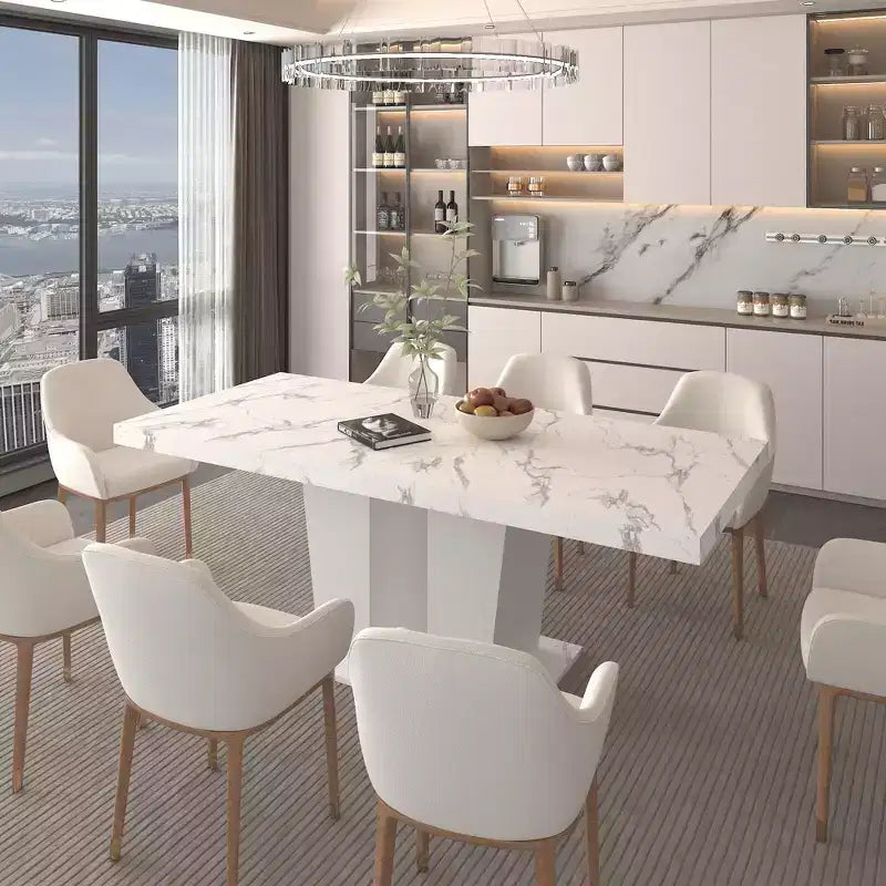 78.7" Extendable Dining Table with Heavy Pedestal, Seats up to 10, for Kitchen or Living Room