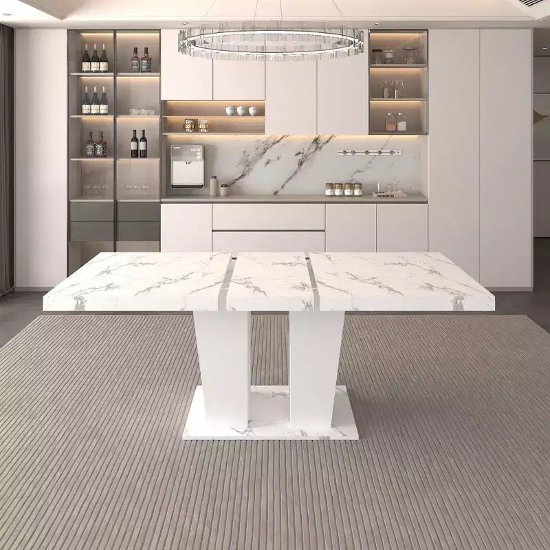 78.7" Extendable Dining Table with Heavy Pedestal, Seats up to 10, for Kitchen or Living Room