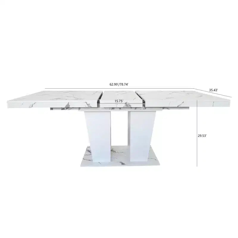 78.7" Extendable Dining Table with Heavy Pedestal, Seats up to 10, for Kitchen or Living Room