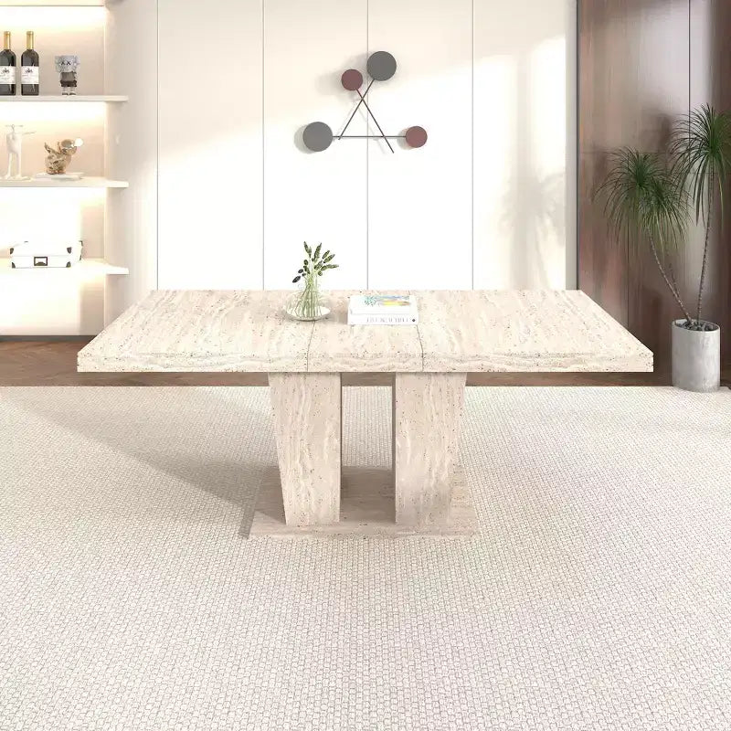 78.7" Extendable Dining Table with Heavy Pedestal, Seats up to 10, for Kitchen or Living Room