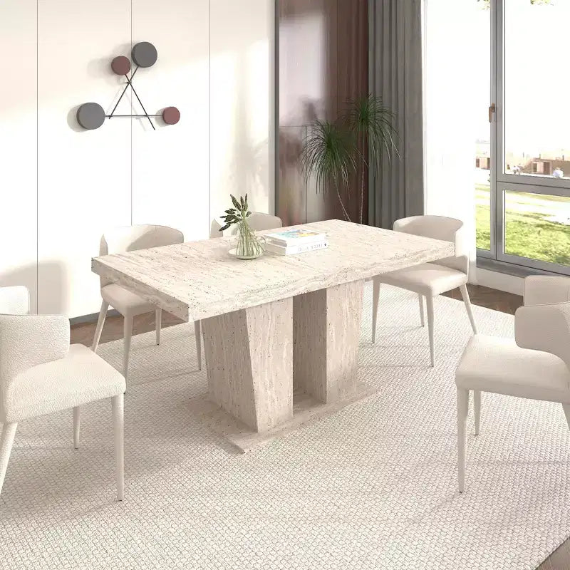 78.7" Extendable Dining Table with Heavy Pedestal, Seats up to 10, for Kitchen or Living Room