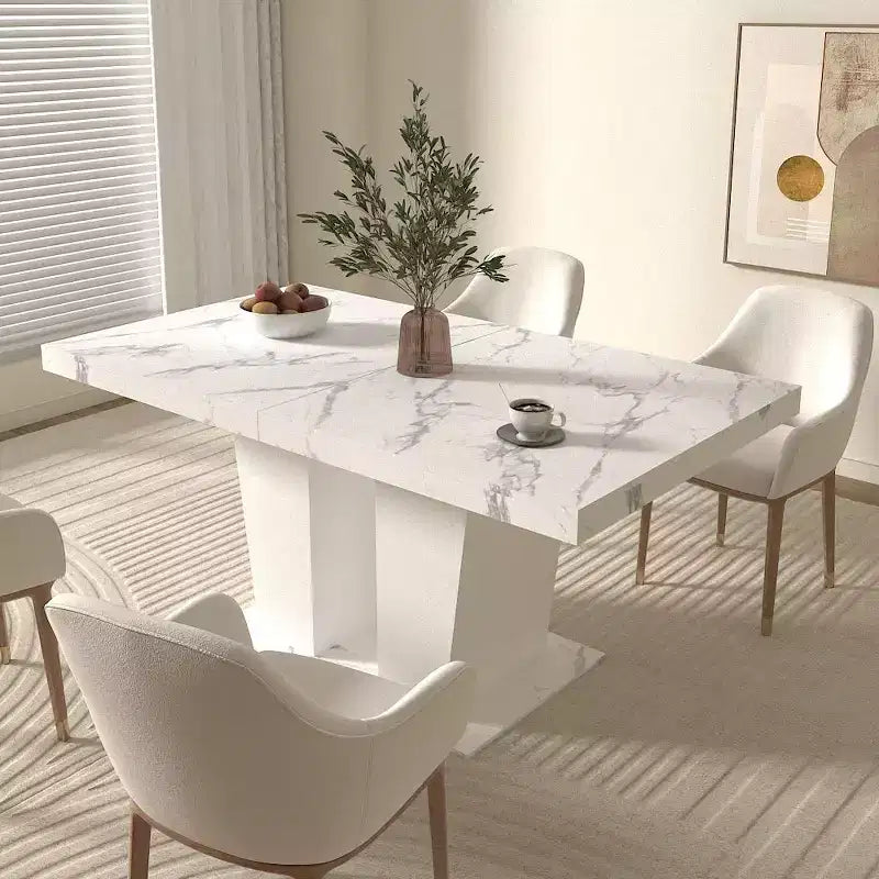 78.7" Extendable Dining Table with Heavy Pedestal, Seats up to 10, for Kitchen or Living Room