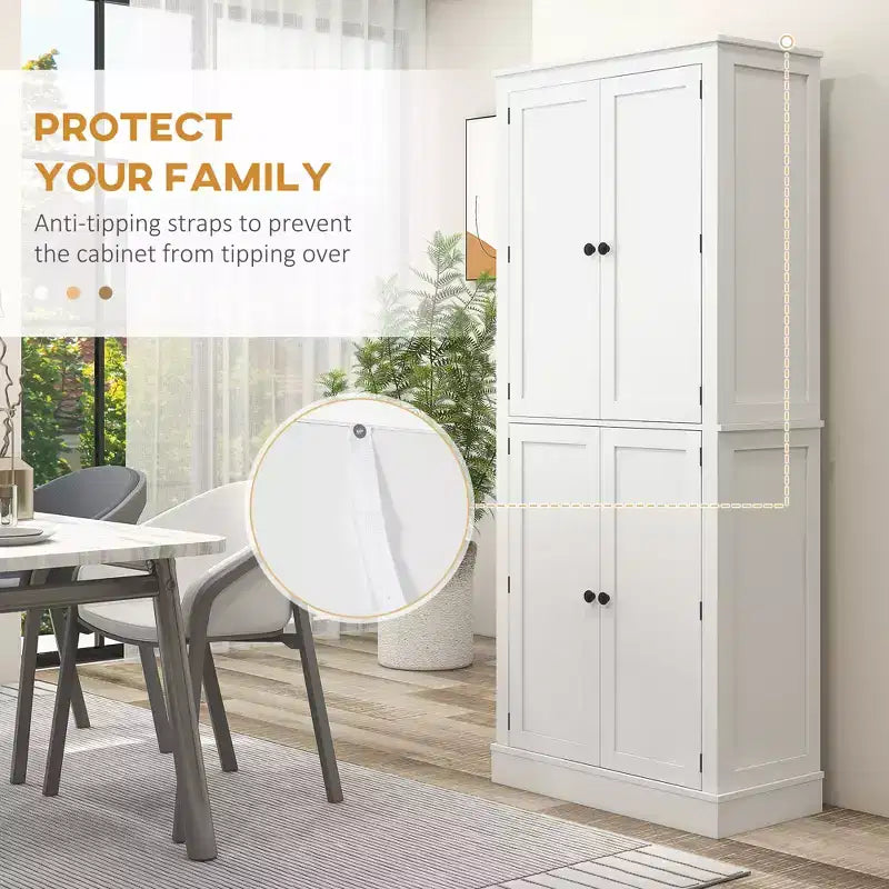 72" Kitchen Pantry Storage Cabinet with 5-Tier Shelving, 8 Spice Racks, and Drawer