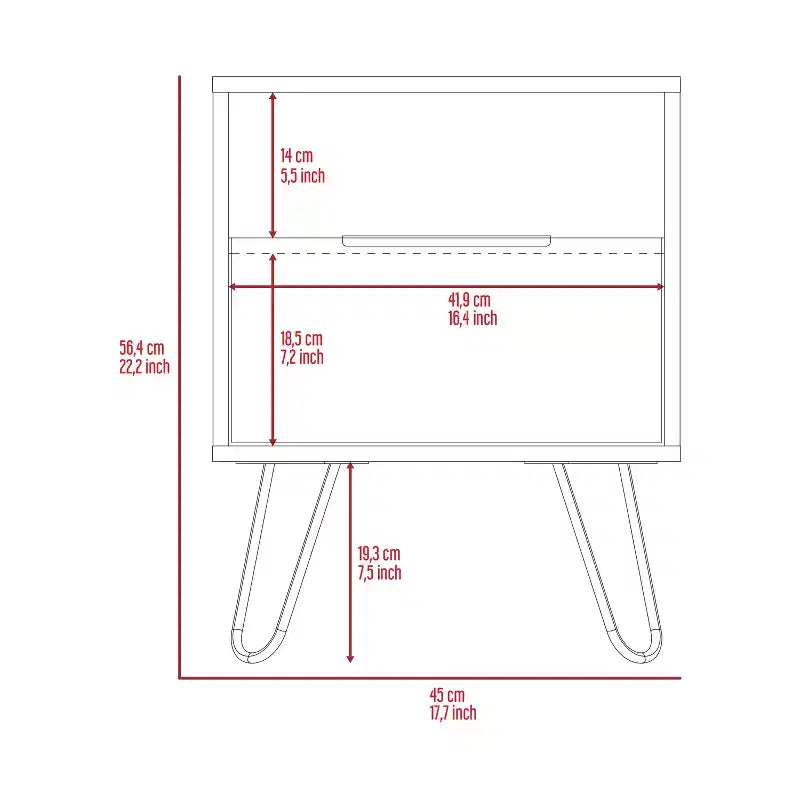 Farmhouse 2-Tier Nightstand with Hairpin Legs