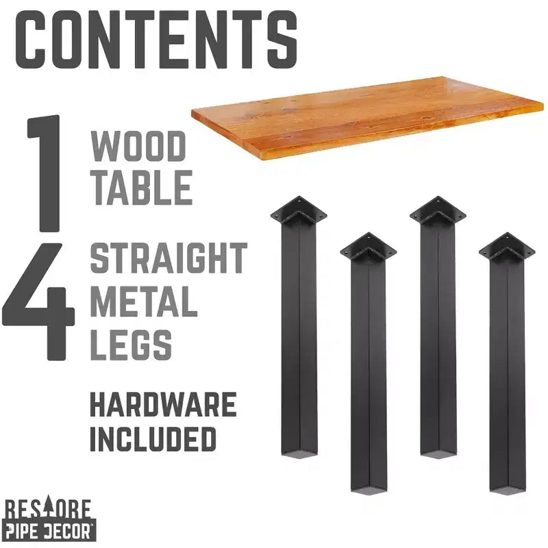 Cedar Solid Wood Desk with 28" High-Rise Metal Legs, 48x24 inches
