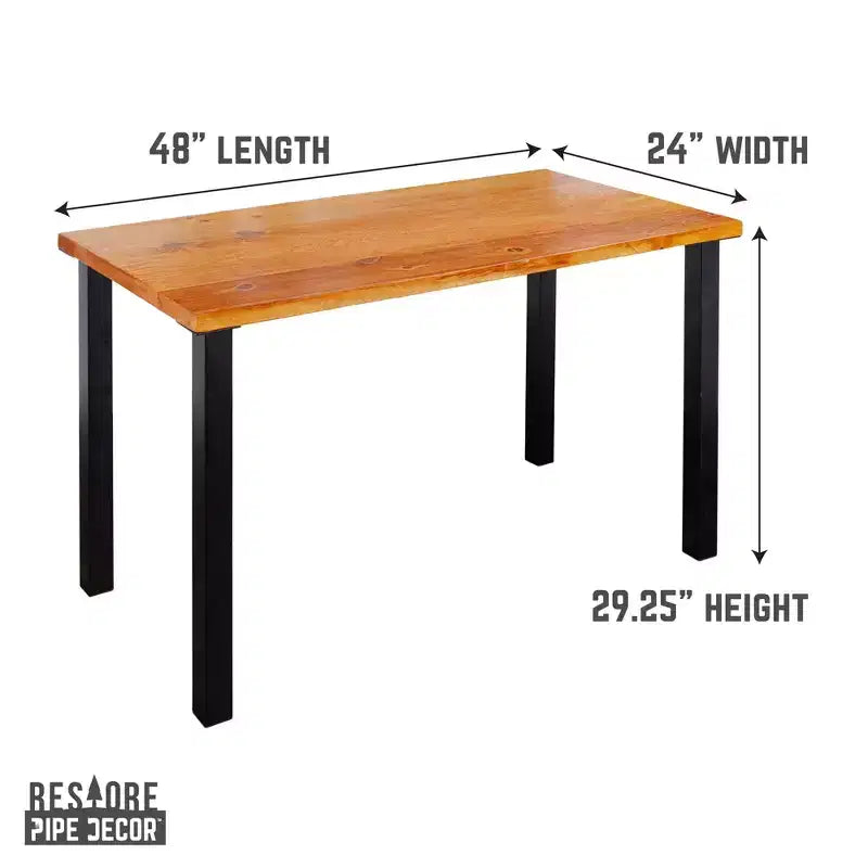 Cedar Solid Wood Desk with 28" High-Rise Metal Legs, 48x24 inches