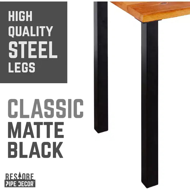 Cedar Solid Wood Desk with 28" High-Rise Metal Legs, 48x24 inches