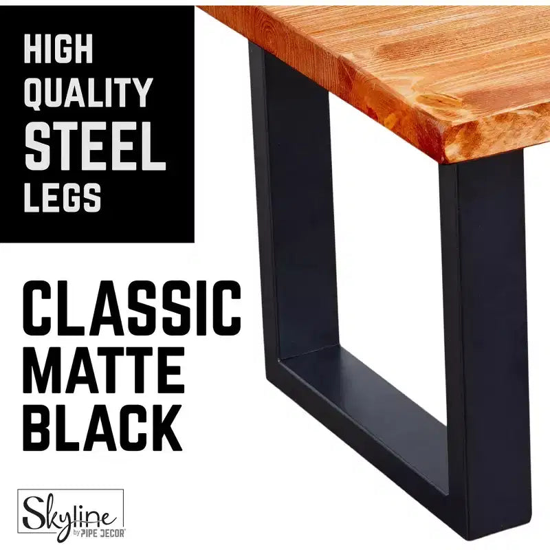 12" Matte Black Square Metal Coffee Table Legs - 2 Pack