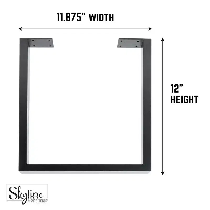 12" Matte Black Square Metal Coffee Table Legs - 2 Pack