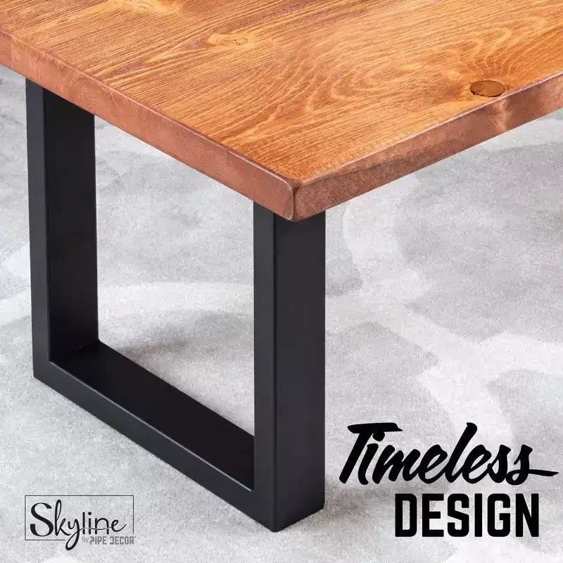 12" Matte Black Square Metal Coffee Table Legs - 2 Pack