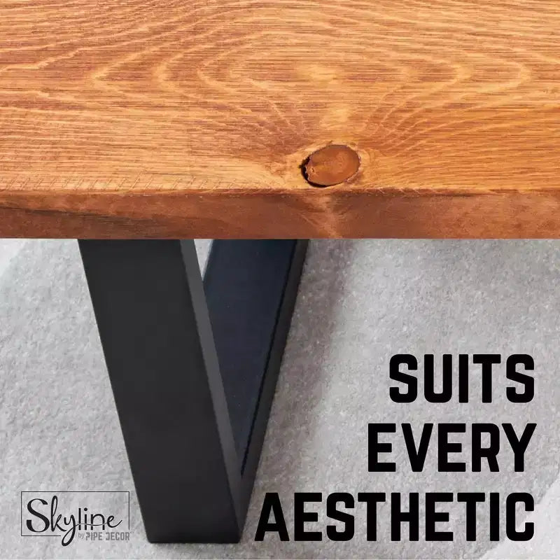 12" Matte Black Square Metal Coffee Table Legs - 2 Pack