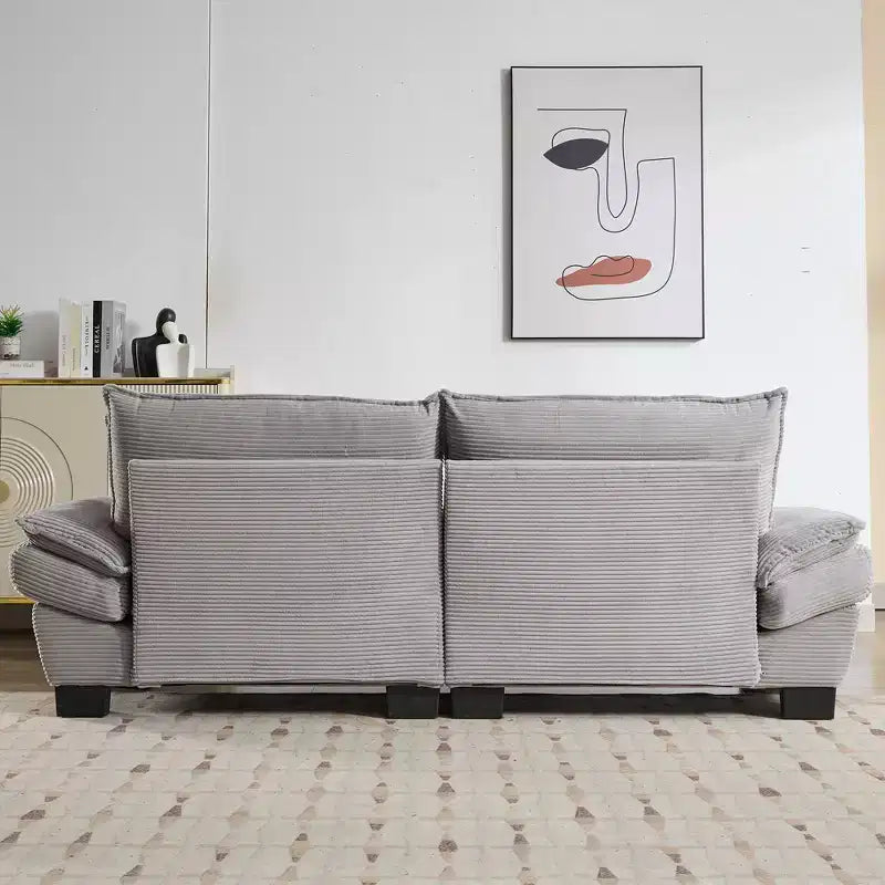 Corduroy Loveseat Sleeper Sofa with Pillows for Bedroom, Living Room, Office, Gray