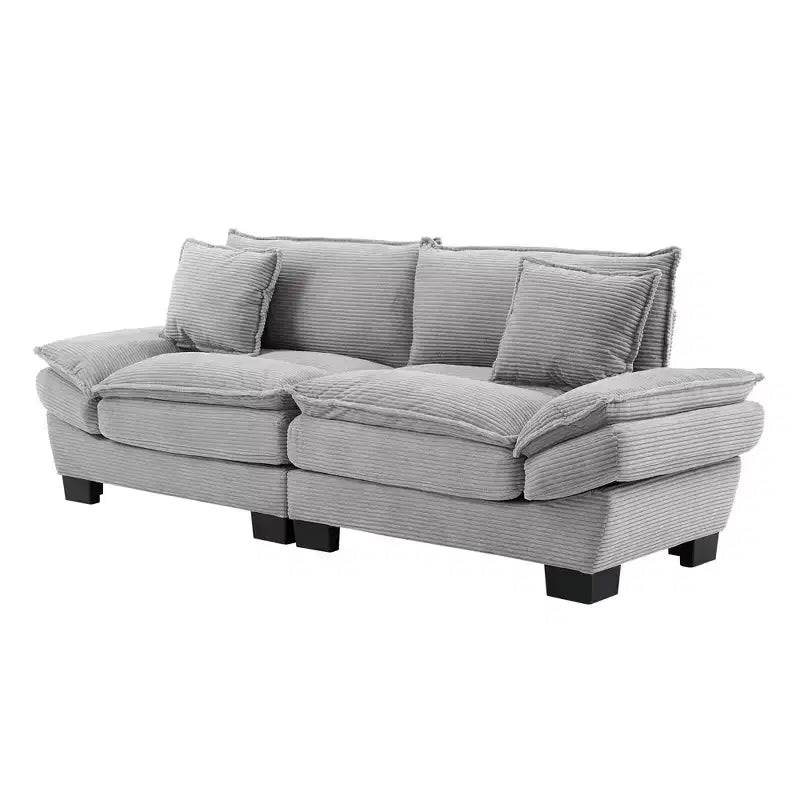 Corduroy Loveseat Sleeper Sofa with Pillows for Bedroom, Living Room, Office, Gray