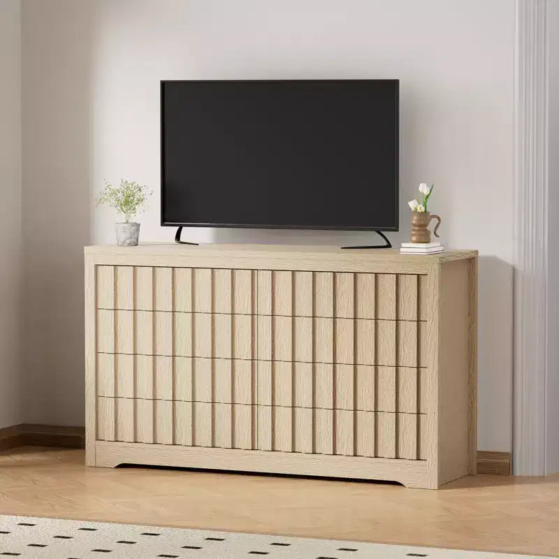Fluted Dresser for Bedroom, Modern Wooden Chest of Drawers, Handleless Closet Organizer with Deep Storage