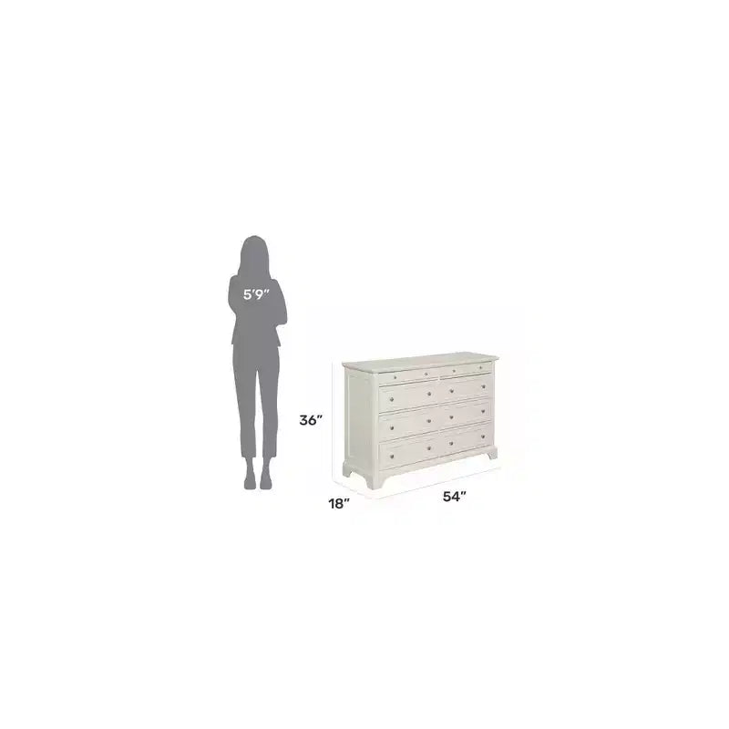 8-Drawer Hardwood Dresser, Off White, Bedroom Storage