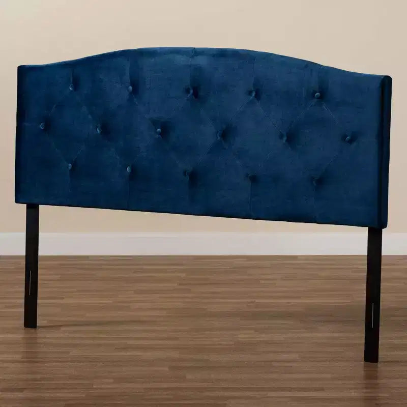 Velvet Fabric Upholstered Headboard, Queen Size