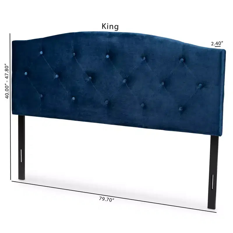 Velvet Fabric Upholstered Headboard, Queen Size