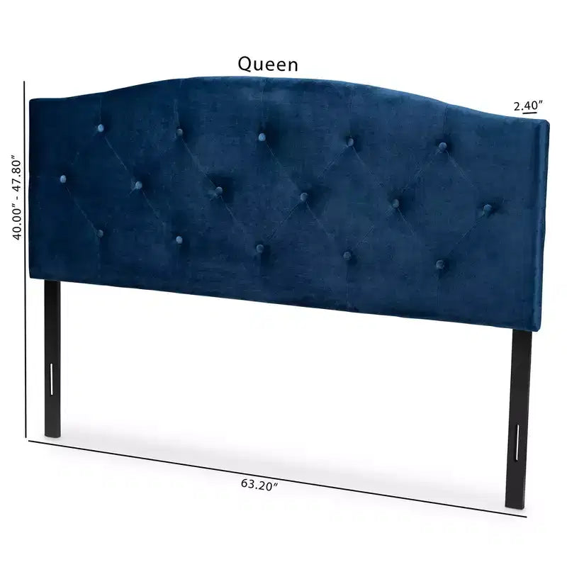 Velvet Fabric Upholstered Headboard, Queen Size