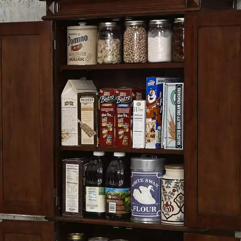 Kitchen Pantry Cabinet, Hardwood, 4 Doors, 4 Adjustable Shelves