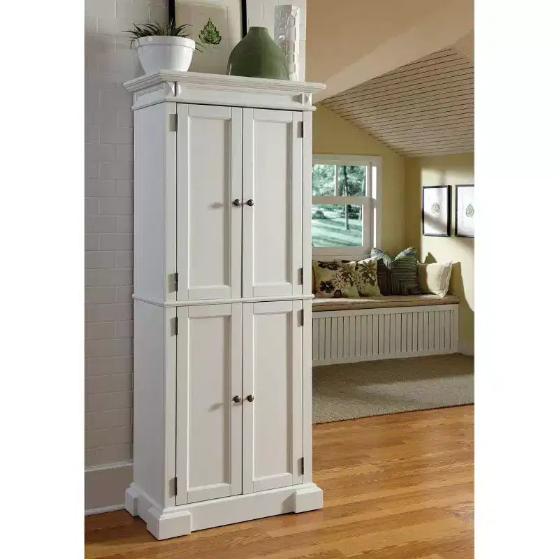 Kitchen Pantry Cabinet, Hardwood, 4 Doors, 4 Adjustable Shelves