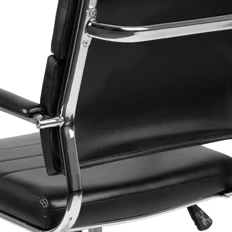 Ergonomic Swivel Office Chair, Panel Style Mid-Back with Padded Metal Arms & Base