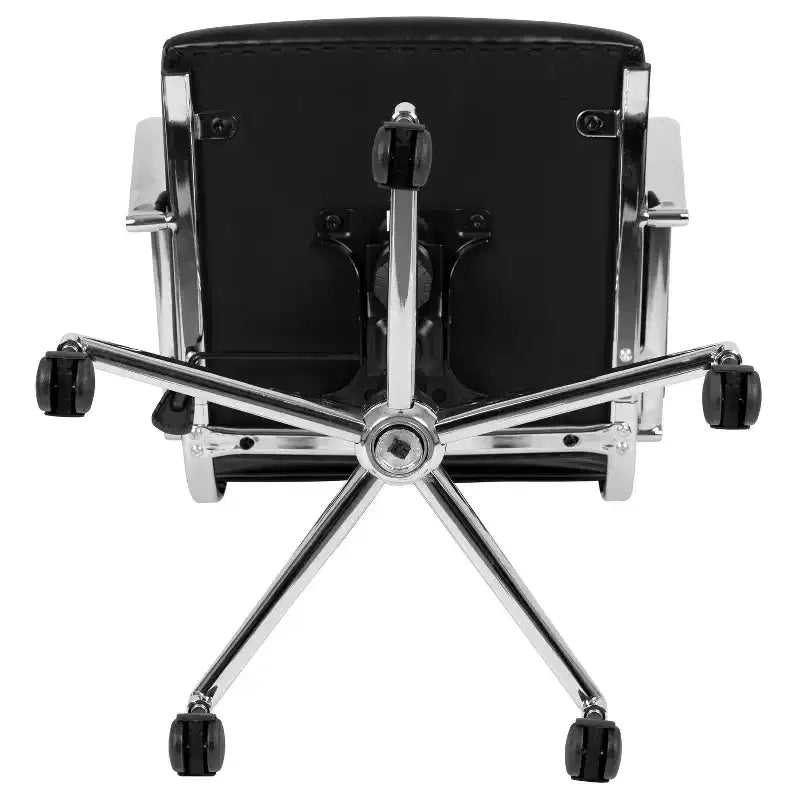 Ergonomic Swivel Office Chair, Panel Style Mid-Back with Padded Metal Arms & Base