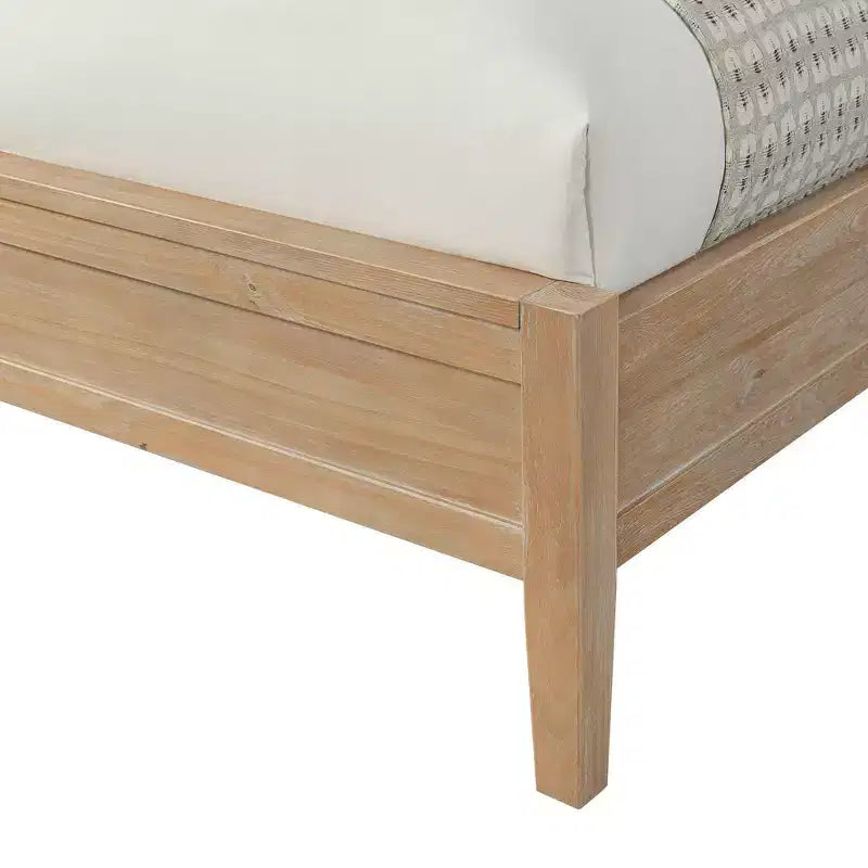 Panel Wood Bed, Light Driftwood Finish, Queen Size