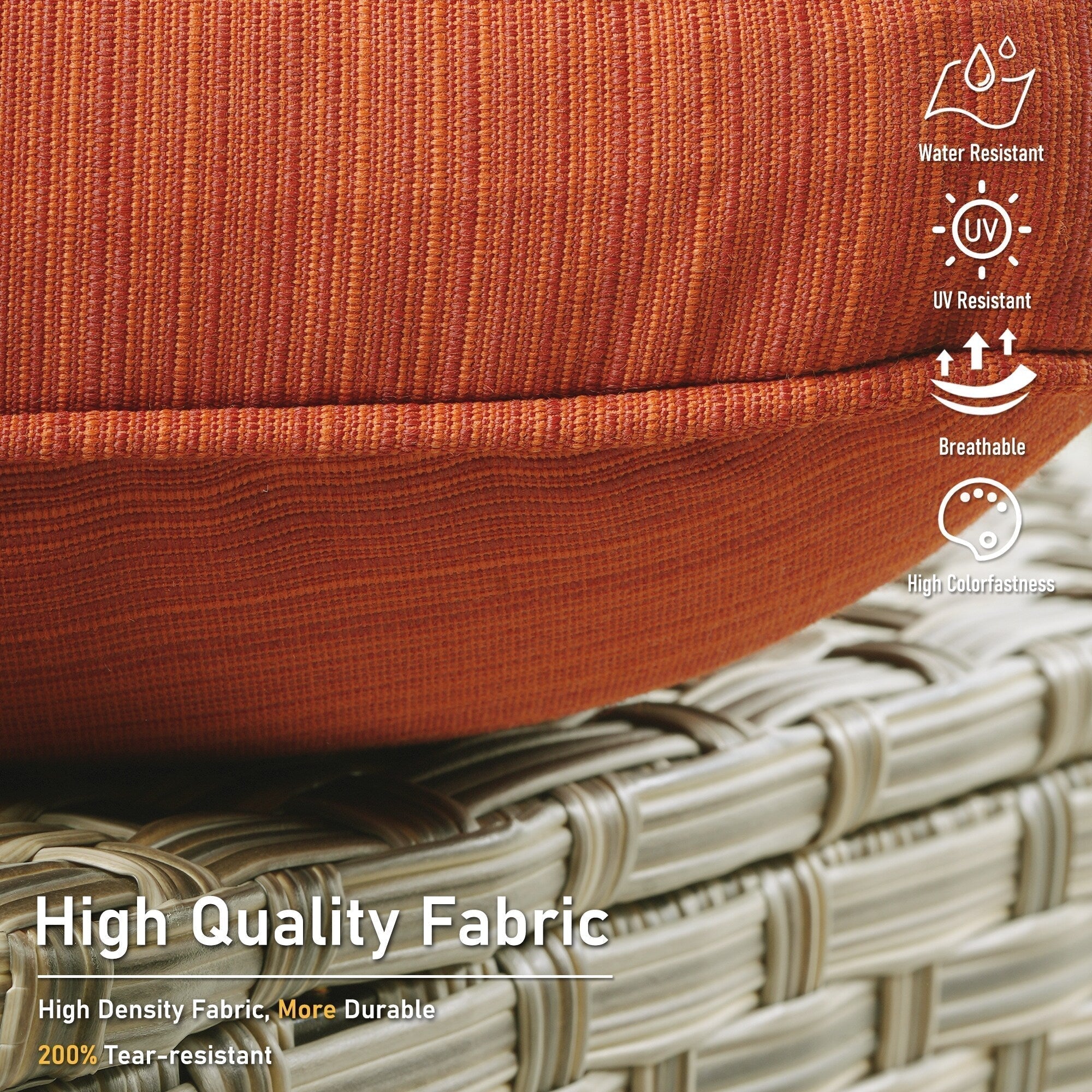 HOOOWOOO Ensemble de 2 chaises de patio extérieures en osier et rotin à dossier haut